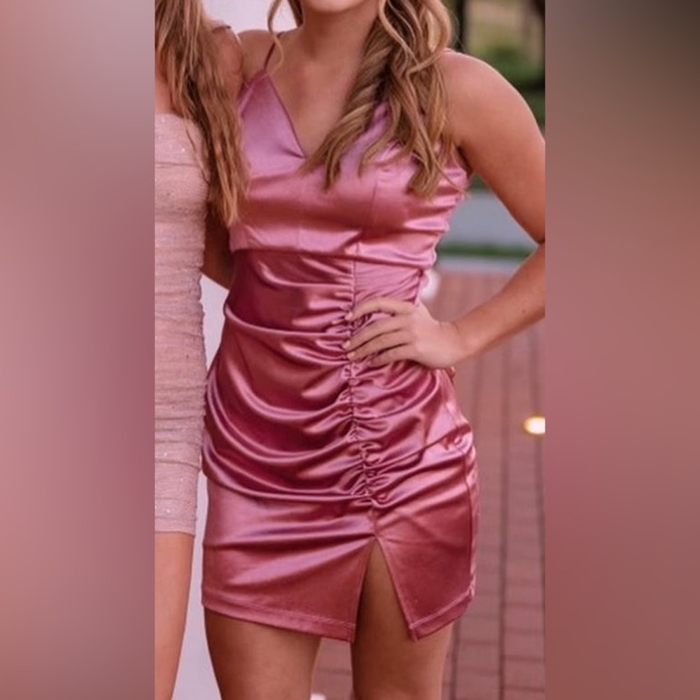 Pink Satin Dillards Homecoming Style Dress